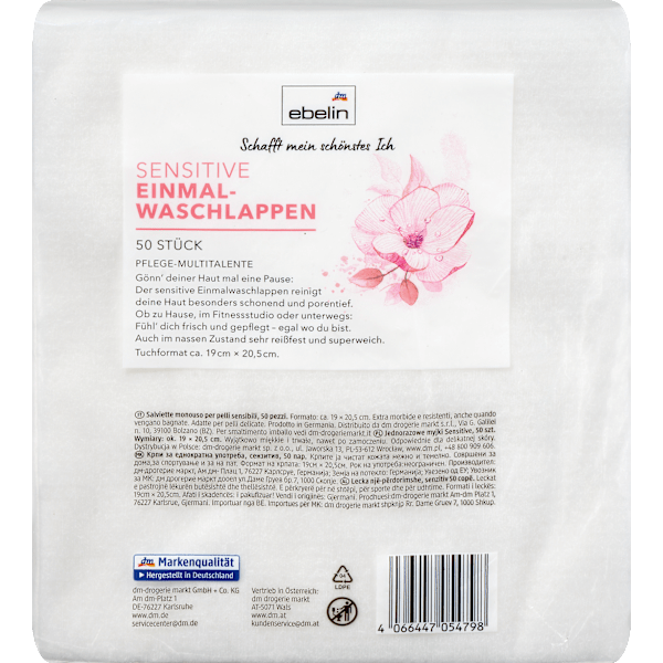Einmalwaschlappen sensitiv ebelin