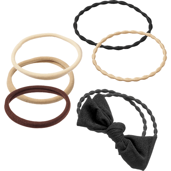 Haargummis gemischt, schwarz/braun/beige ebelin