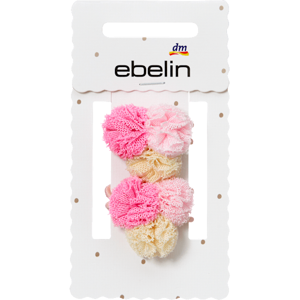 Haargummis Pompoms, rosa/gelb ebelin