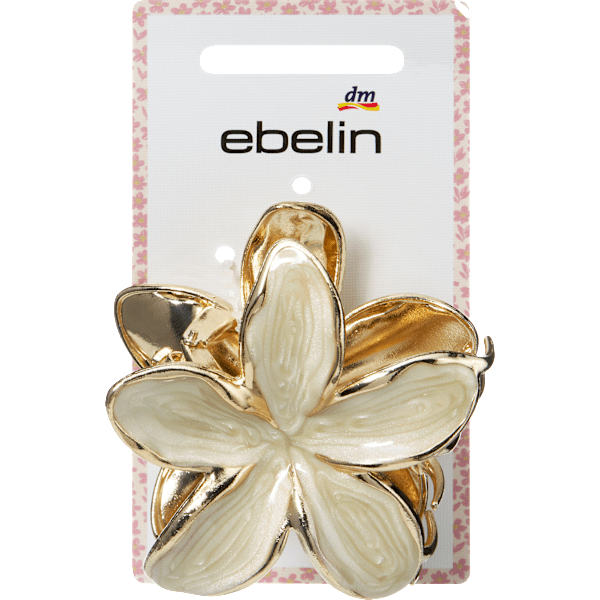 Haarklammer Blume, weiß/Gold-Optik ebelin