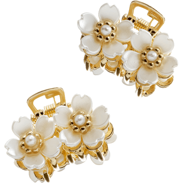 Haarklammern mit Blumen-Applikationen, Gold-Optik ebelin