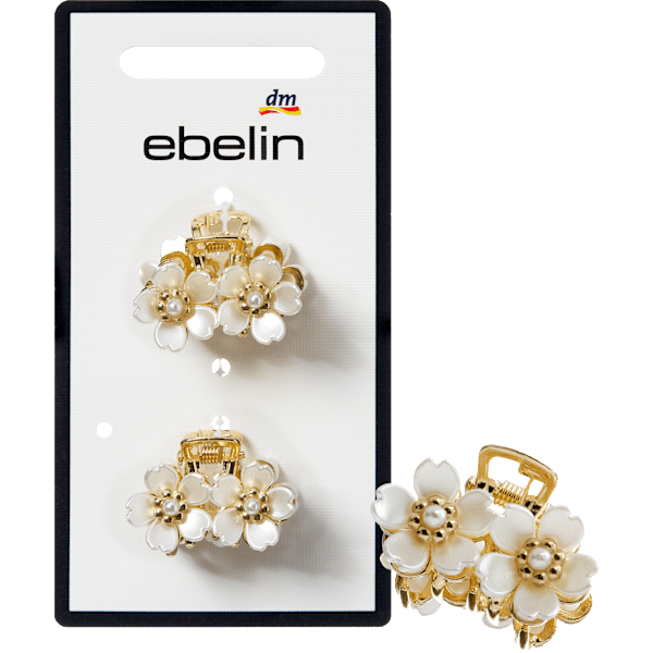Haarklammern mit Blumen-Applikationen, Gold-Optik ebelin