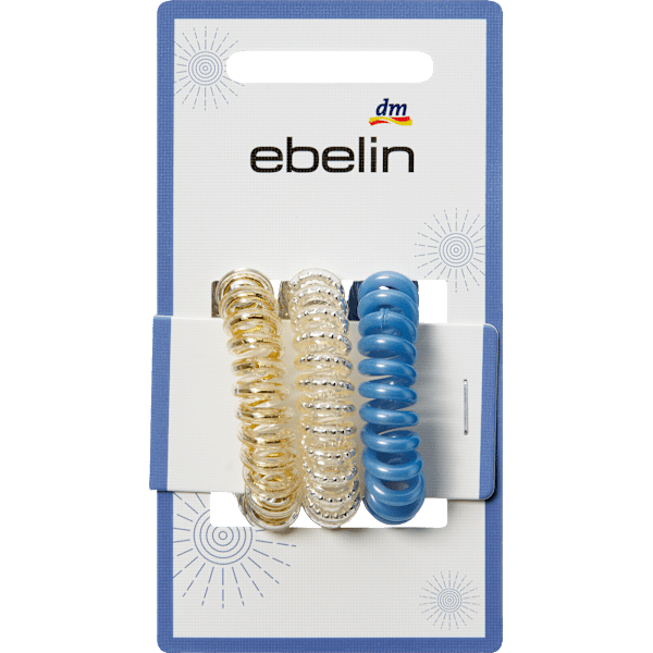Spiralhaargummis weiß/blau/gold ebelin