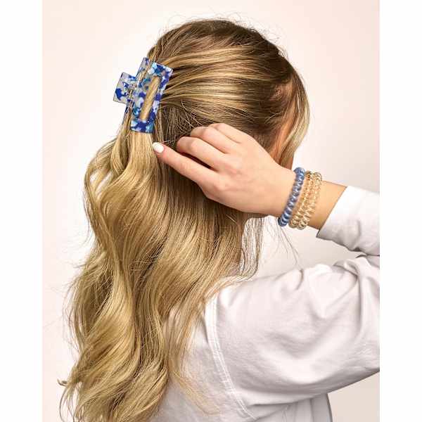 Spiralhaargummis weiß/blau/gold ebelin