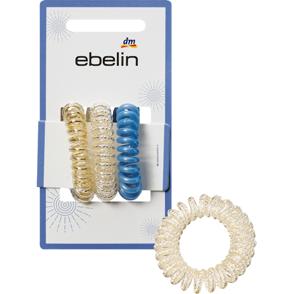 Spiralhaargummis weiß/blau/gold ebelin