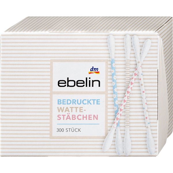 Wattestäbchen mit bedruckten Papierschäften Motiv-Box ebelin
