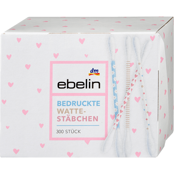 Wattestäbchen mit bedruckten Papierschäften Motiv-Box ebelin