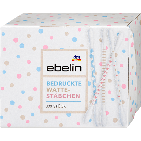 Wattestäbchen mit bedruckten Papierschäften Motiv-Box ebelin