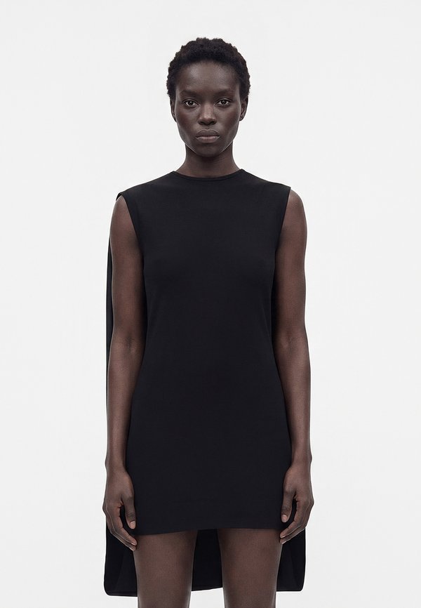 Norma Kamali SLEEVELESS MOCK NECK CAPE COCOON DRESS