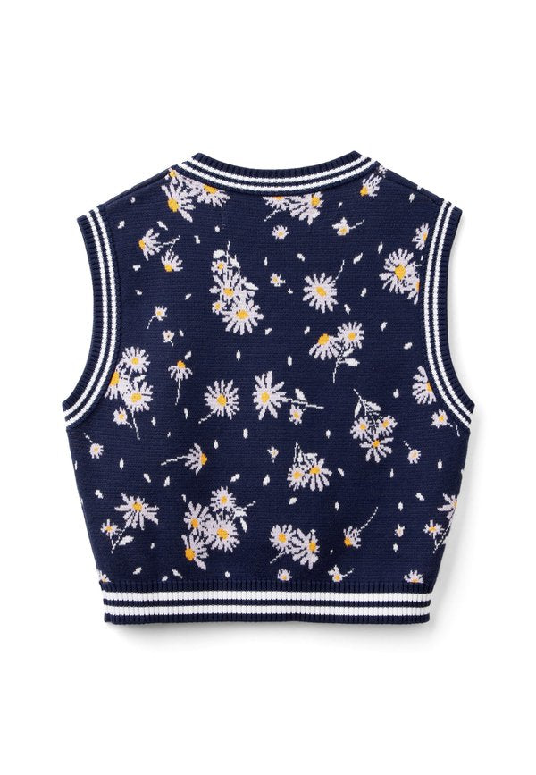 United Colors of Benetton CREW NECK CROPPED FIT JACQUARD PATTERN WITH FLORAL MOTIF