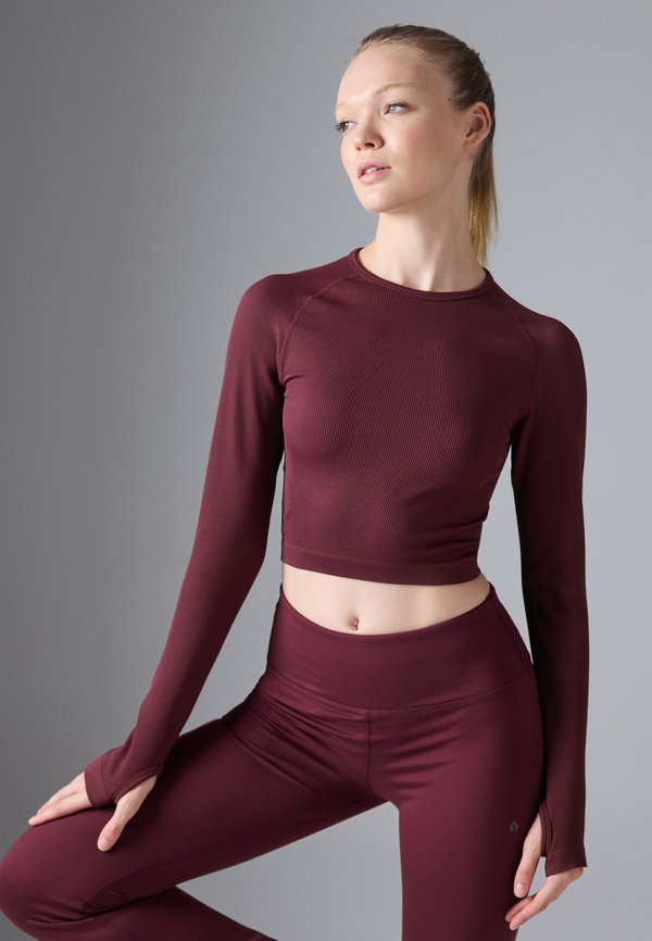 Even&Odd active by Zalando CROPPED LONG SLEEVE FINE RIB SEAMLESS TOP