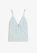 Bershka RUFFLE STRAP TOP - Top - dark blue