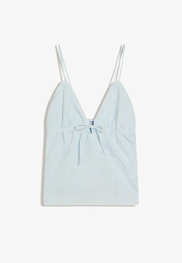 Bershka RUFFLE STRAP TOP - Top - dark blue