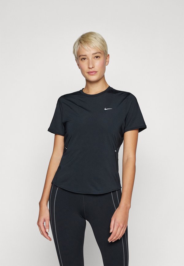 Nike Performance SWIFT - Sports T-shirt - black/reflective silver