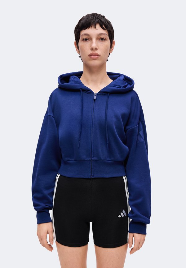 adidas Sportswear ESSENTIALS CONTEMPORARY  FULL ZIP HOODED JACKET - Zip-up sweatshirt - dark blue