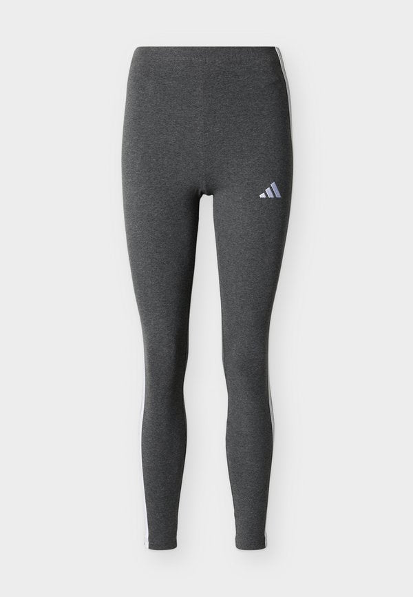 adidas Sportswear ESSENTIALS 3 STRIPES - Leggings - dark grey heather/white