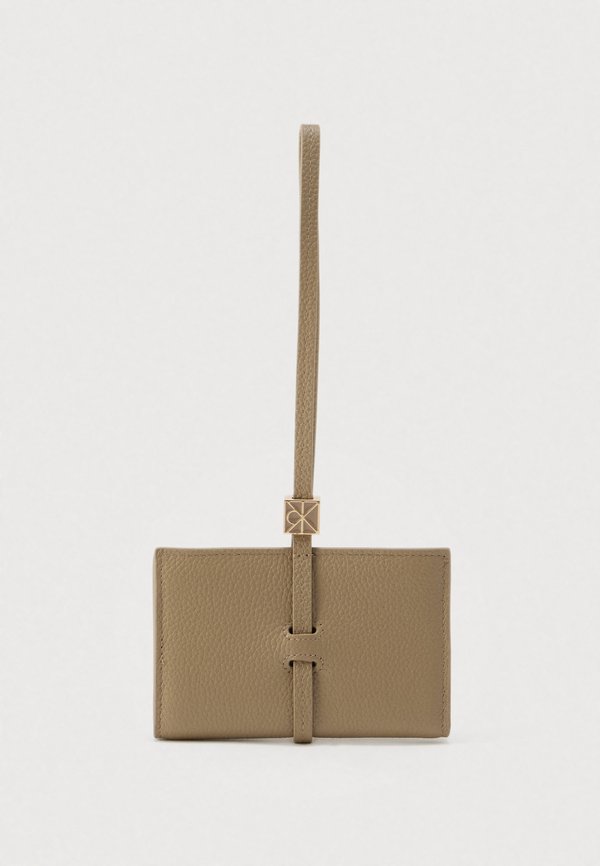 Calvin Klein EMBLEM PEBBLE WALLET ON STRAP - Wallet - desert taupe