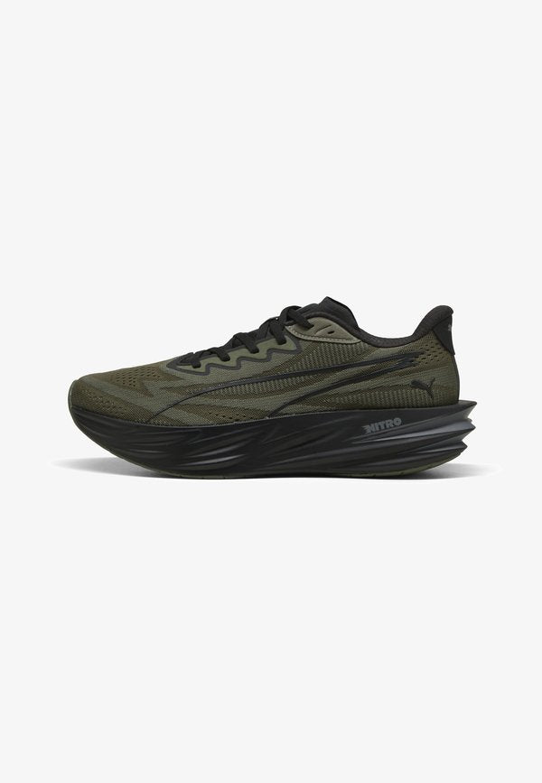 Puma DEVIATE PURE NITRO - Road running shoes - moss veil- black