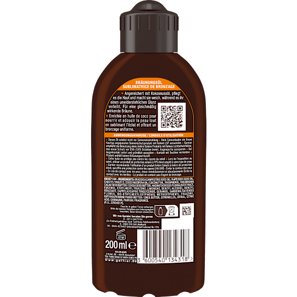 Bräunungsöl ideal bronze mit Kokosöl Garnier Ambre Solaire