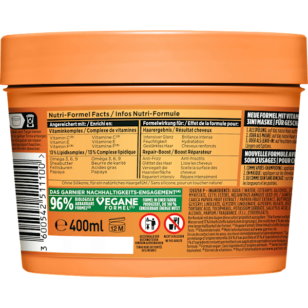 Haarkur Papaya Hair Food 3in1 Maske GARNIER FRUCTIS
