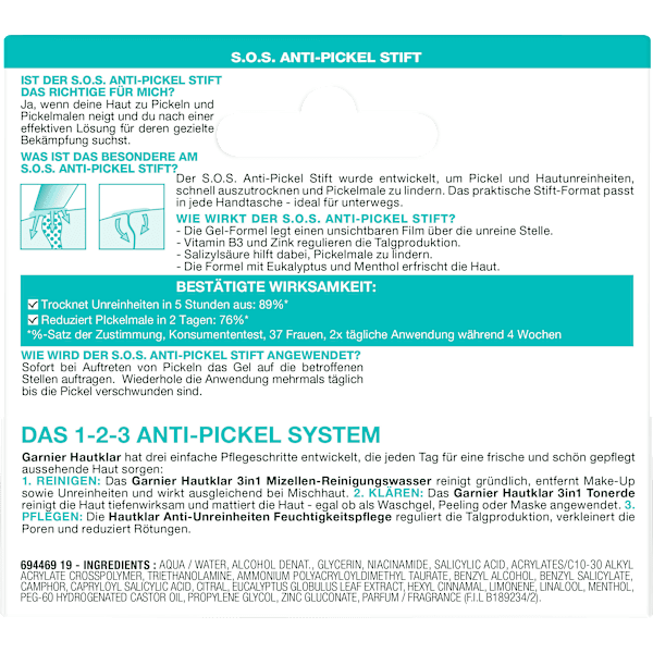 Anti Pickel Stift SOS Hautklar Aktiv Garnier Skin Active
