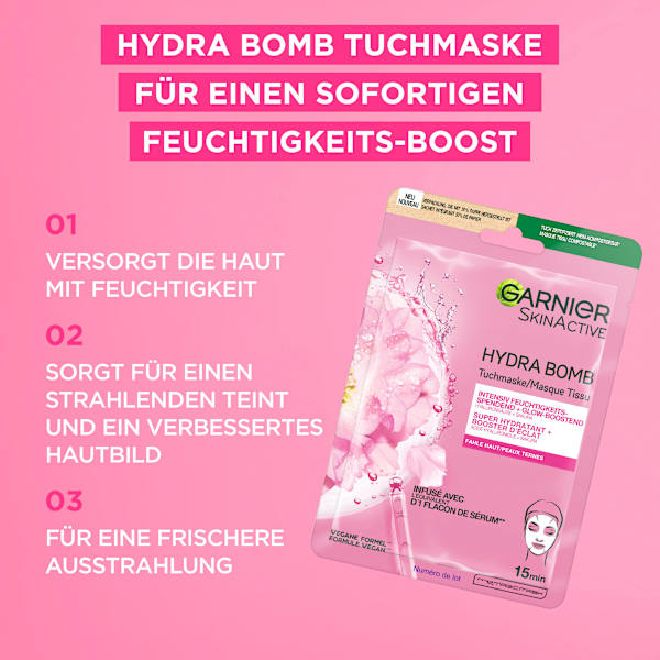 Tuchmaske Hydra Bomb Sakura Glow-Boosting Garnier Skin Active