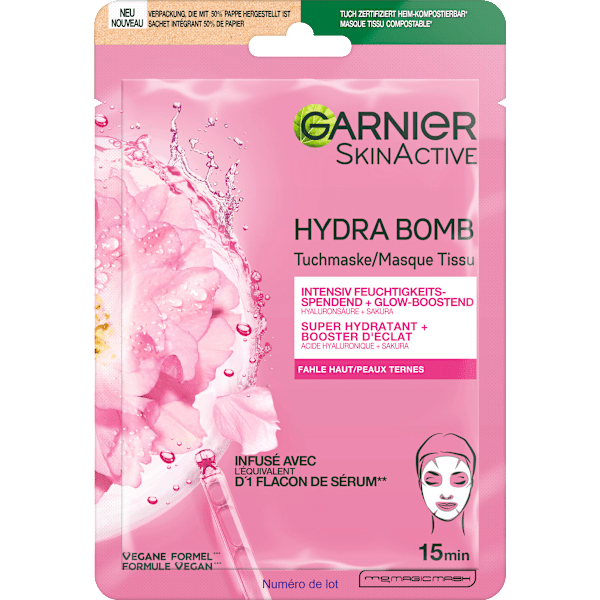 Tuchmaske Hydra Bomb Sakura Glow-Boosting Garnier Skin Active