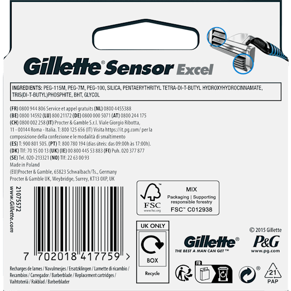 Rasierklingen, Sensor Excel Gillette