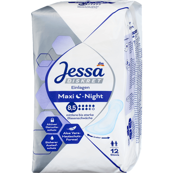 Einlagen Inkontinenz Maxi Night Vorteilspack (12x8 St) Jessa DISKRET