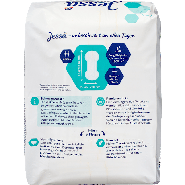 Hygiene-Vorlagen Inkontinenz Maxi Lang Jessa DISKRET