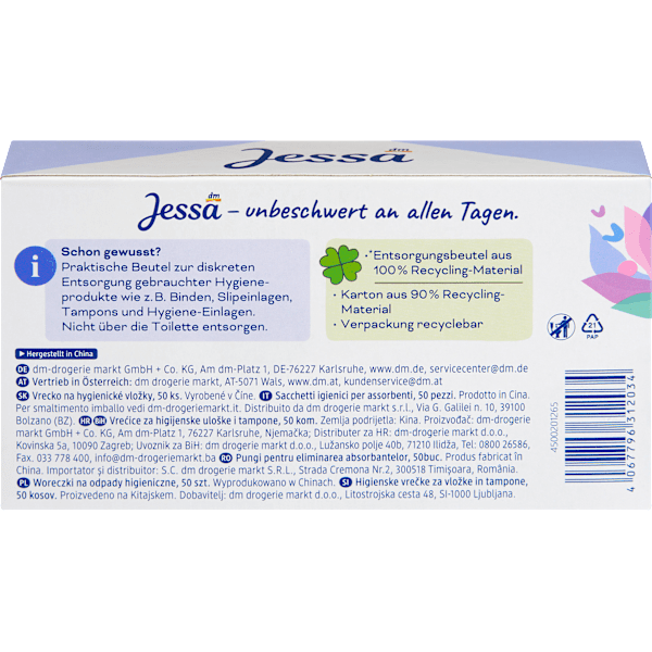 Entsorgungsbeutel für Hygieneprodukte Jessa