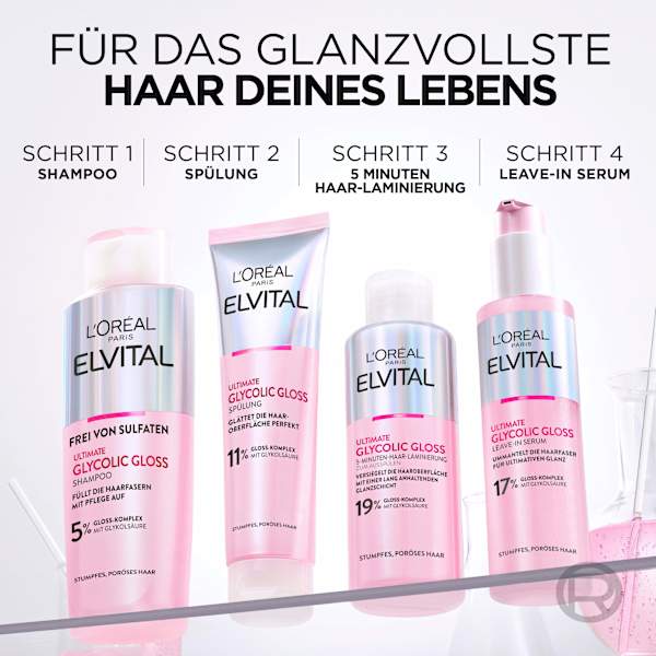 Haarkur Glycolic Gloss, 5 Minuten Haar-Laminierung L'ORÉAL PARiS ELVITAL