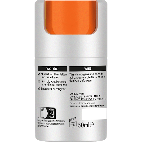 Gesichtscreme Anti-Falten, Feuchtigkeitspflege mit Vitamin E L'ORÉAL PARiS MEN EXPERT