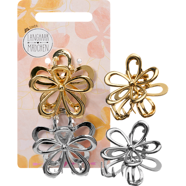 Haarklammern Blumen, Gold- & Silberoptik LANGHAARMÄDCHEN