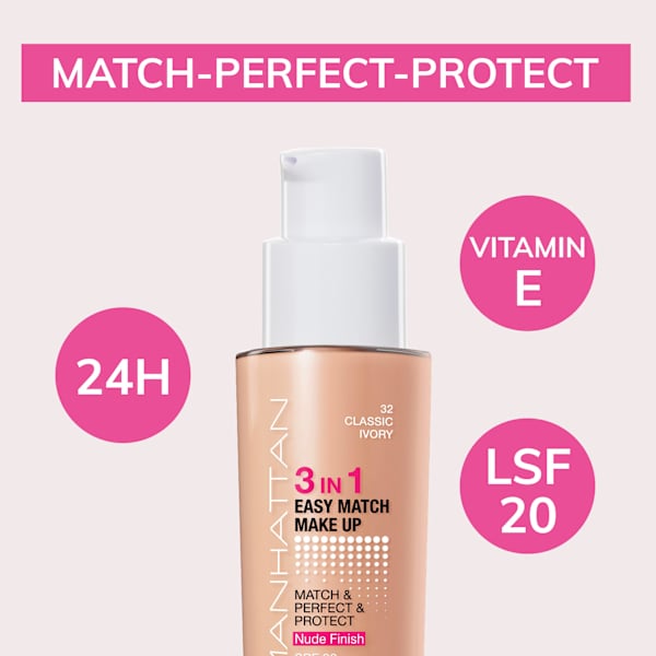 Foundation 3in1 Easy Match Classic Ivory 32, LSF 20 MANHATTAN Cosmetics
