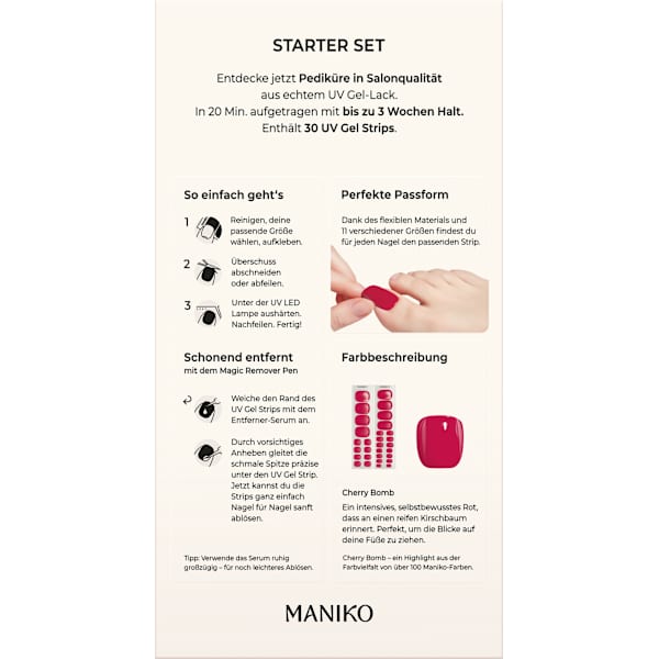 Starterset UV Gel Nagelfolien Pediküre Cherry Bomb Maniko