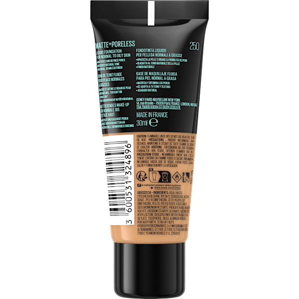 Foundation Fit Me Matte & Poreless 250 Sun Beige MAYBELLINE NEW YORK