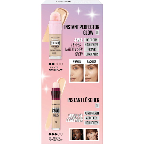 Geschenkset 4-in-1 Instant Perfector Glow 01 Light & Concealer Instant Anti-Age Löscher 01 Light 2tlg MAYBELLINE NEW YORK