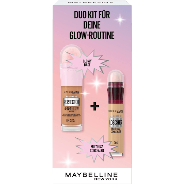 Geschenkset 4-in-1 Instant Perfector Glow 02 Medium & Concealer Instant Anti-Age Löscher 04 Honey 2tlg MAYBELLINE NEW YORK