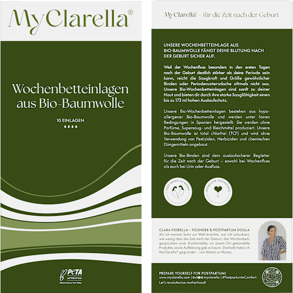 Wochenbett Einlagen aus Bio-Baumwolle  MyClarella