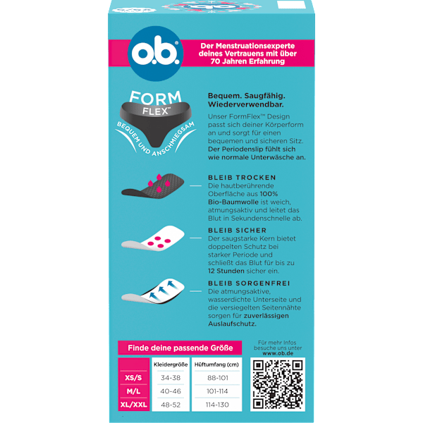 Periodenunterwäsche Slip schwarz Gr. XS/S o.b.