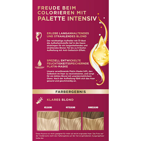 Haare Aufheller L9-0/XL9 Platin Blond Palette Intensive Color Creme
