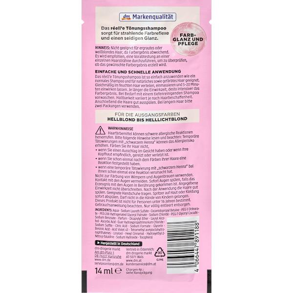 Tönungsshampoo 8.1 Platinblond réell‘e