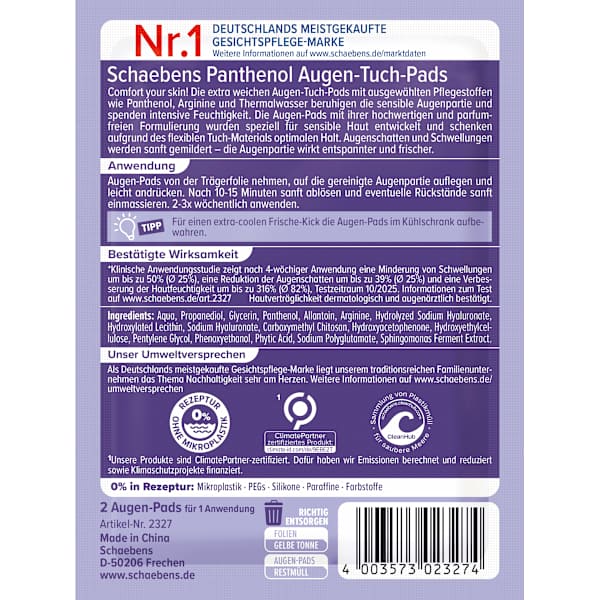 Augen Tuch-Pads Panthenol (1 Paar) Schaebens