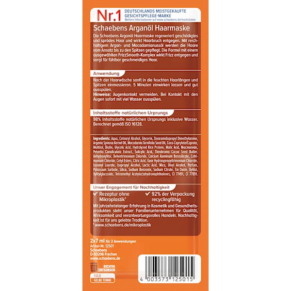 Haarmaske Arganöl (2x7 ml) Schaebens