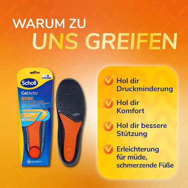 Einlegesohlen GelActiv Work Gr. 40 - 46,5 (1 Paar) Scholl