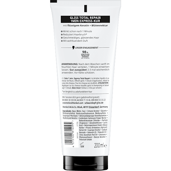 Haarkur Total Repair 1 Min Express-Kur Schwarzkopf GLISS