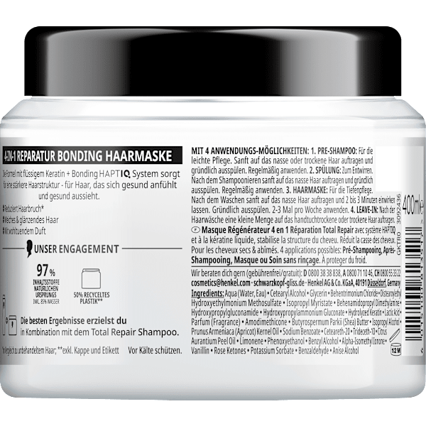 Haarmaske 4in1 Total Repair Schwarzkopf GLISS