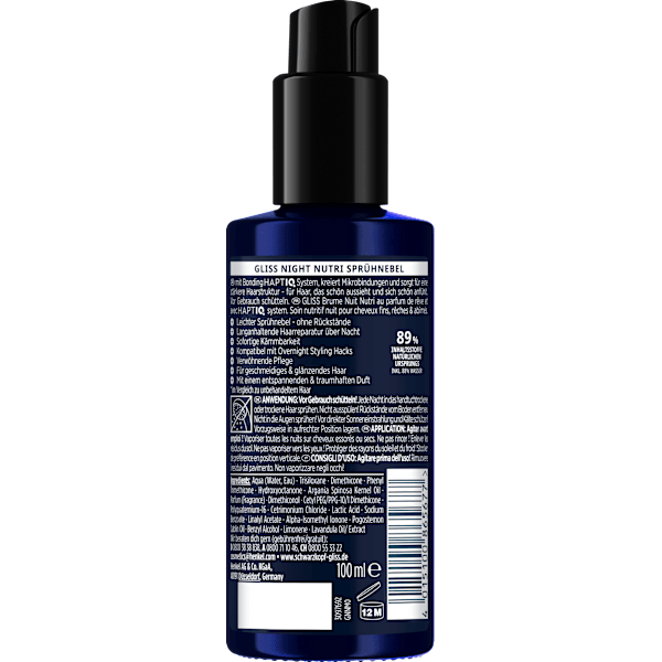 Sprühnebel Night Nutri Schwarzkopf GLISS