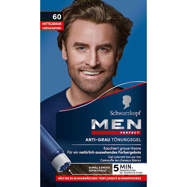 Intensivtönung Anti-Grau-Gel 60 Mittelbraun Schwarzkopf Men Perfect